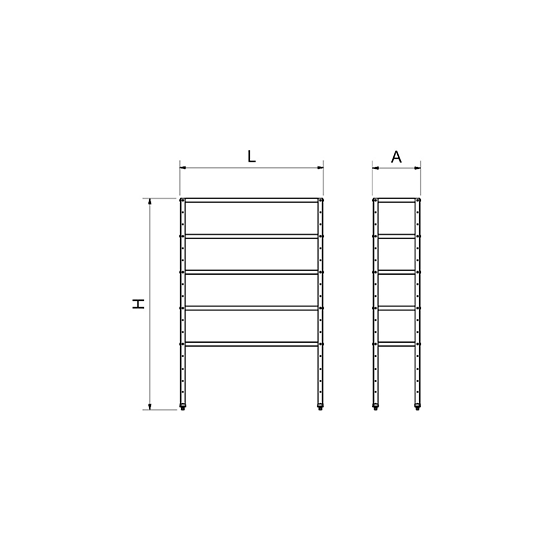 Fricosmos Estantería Inox 5 Niveles, Estantes de 0,8 mm