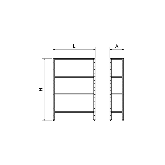 Fricosmos Estantería Inox 4 Niveles con Estantes de 0,8 mm
