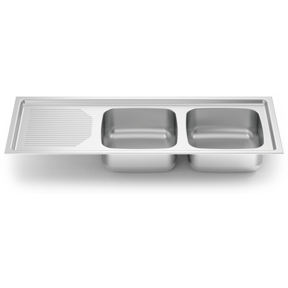 Fricosmos Fregadero Inox Encastrar 2 Cubetas Escurridor Izquierdo