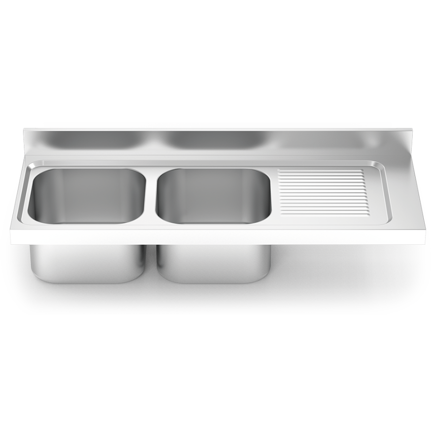 Fricosmos - Fregadero inox serie 550, 2 cubetas y escurridor