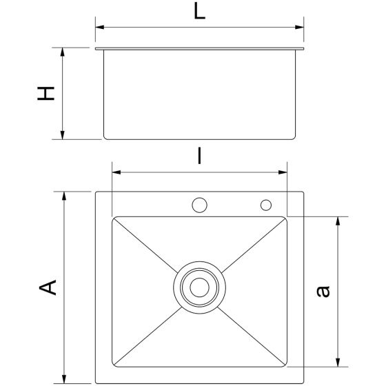 Fricosmos Fregadero 1 Cubeta Serie Urban 500x460x220 mm