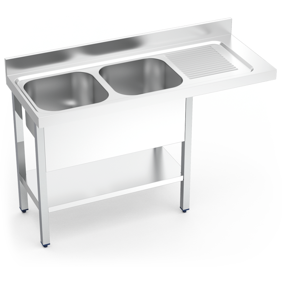 Fricosmos fregadero inox para lavavasos 2 cubetas y escurridor