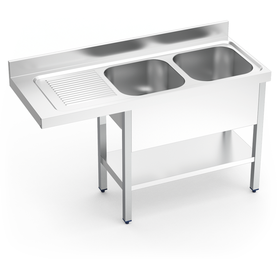 Fricosmos Fregadero Inox Lavavasos 2 Cubetas Escurridor