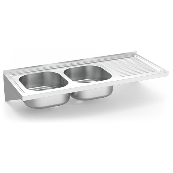 Fricosmos fregadero inox colgante 2 cubetas y escurridor derecho
