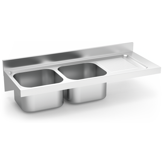 Fricosmos - Fregadero inox colgante 2 cubetas y escurridor