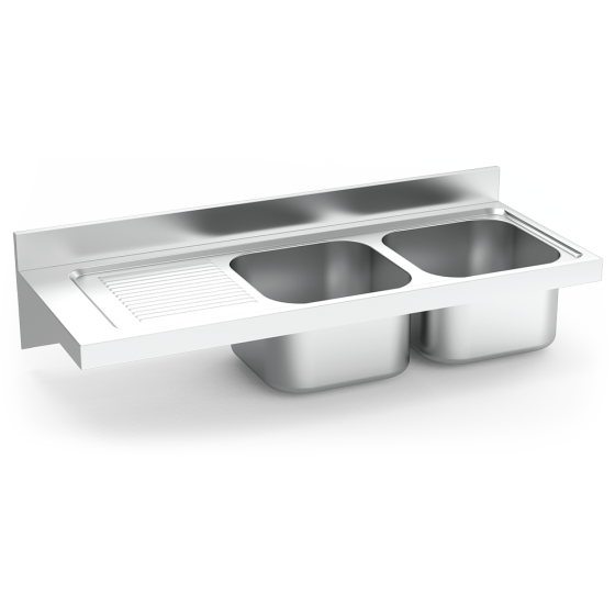 Fricosmos Fregadero Inox Colgante 2 Cubetas y Escurridor