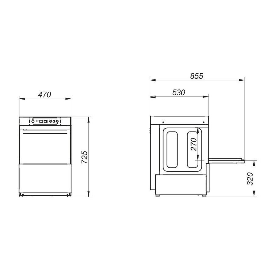 Lavavasos-lavavajillas AV-2100-B S1 cestas 400 x 400 mm con Bomba de desagüe