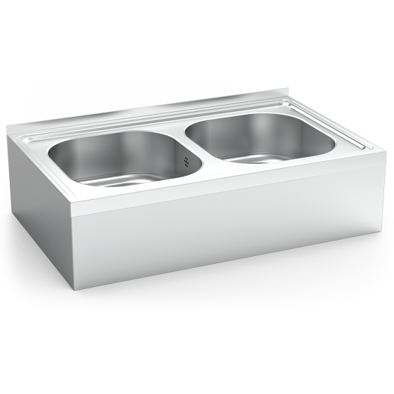 Fricosmos Fregadero Inox Colgante con Faldón 2 Cubetas