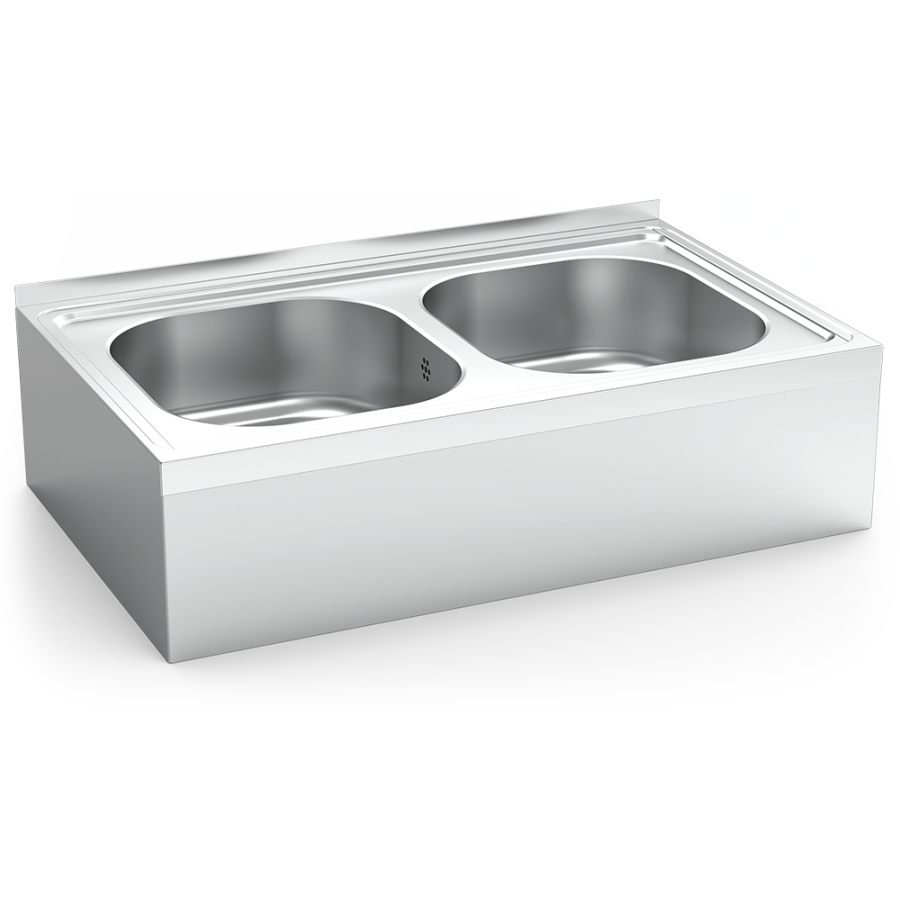 Fricosmos Fregadero Inox Colgante con Faldón 2 Cubetas