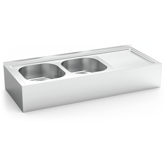 Fricosmos Fregadero Inox Colgante con Faldón 2 Cubetas