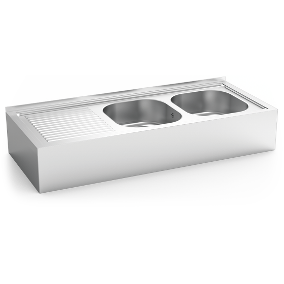 Fricosmos Fregadero Inox Colgante 2 Cubetas y Escurridor
