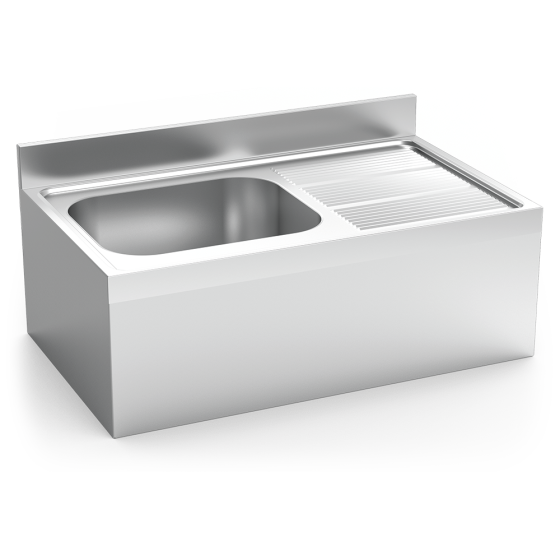 Fricosmos Fregadero inox colgante con faldón 1 cubeta derecha