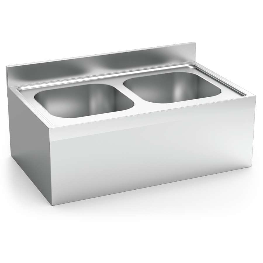 Fricosmos Fregadero Inox Colgante con Faldón 2 Cubetas
