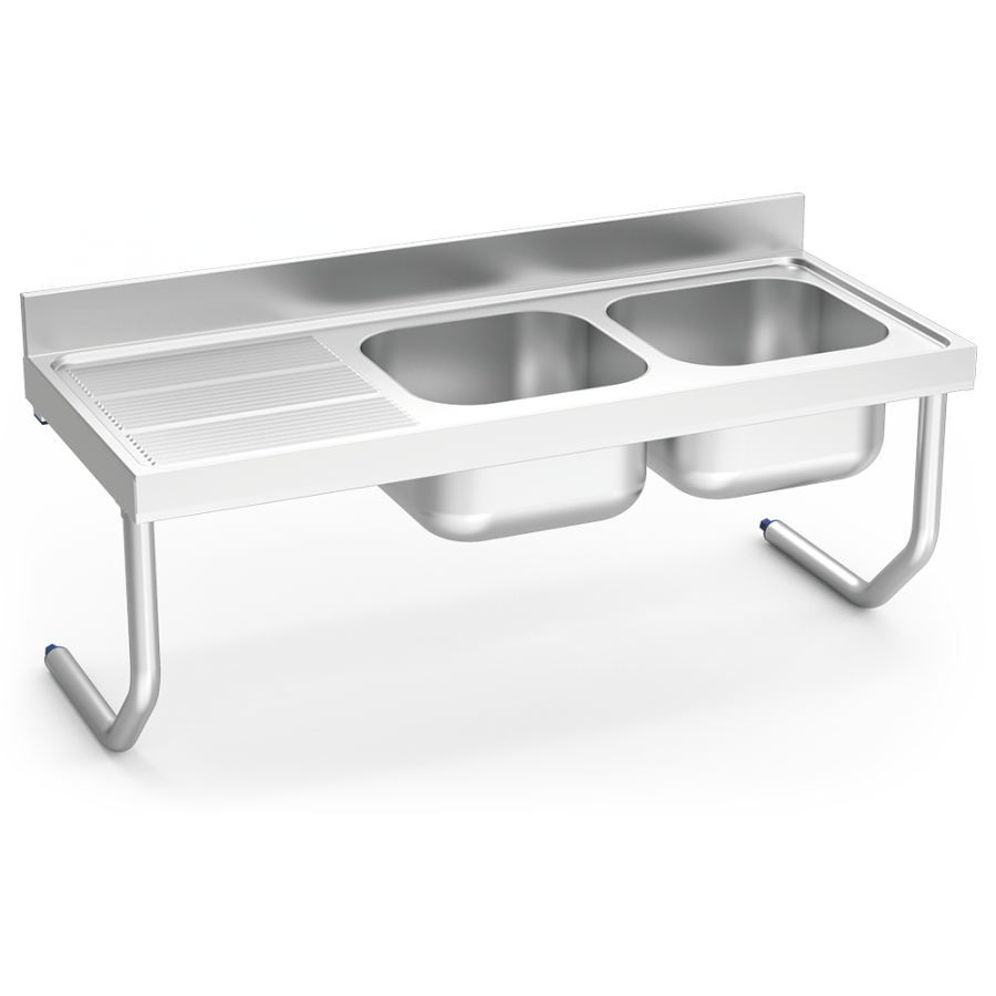 Fricosmos - Fregadero inox colgante 2 cubetas y escurridor