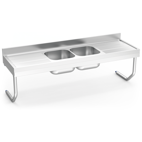 Fricosmos Fregadero Inox Colgante 2 Cubetas y 2 Escurridores
