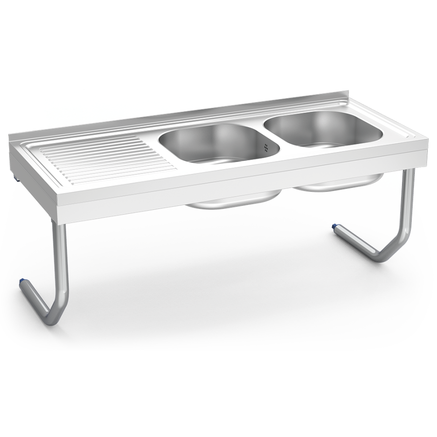 Fricosmos Fregadero Inox Colgante 2 Cubetas y Escurridor Izquierdo