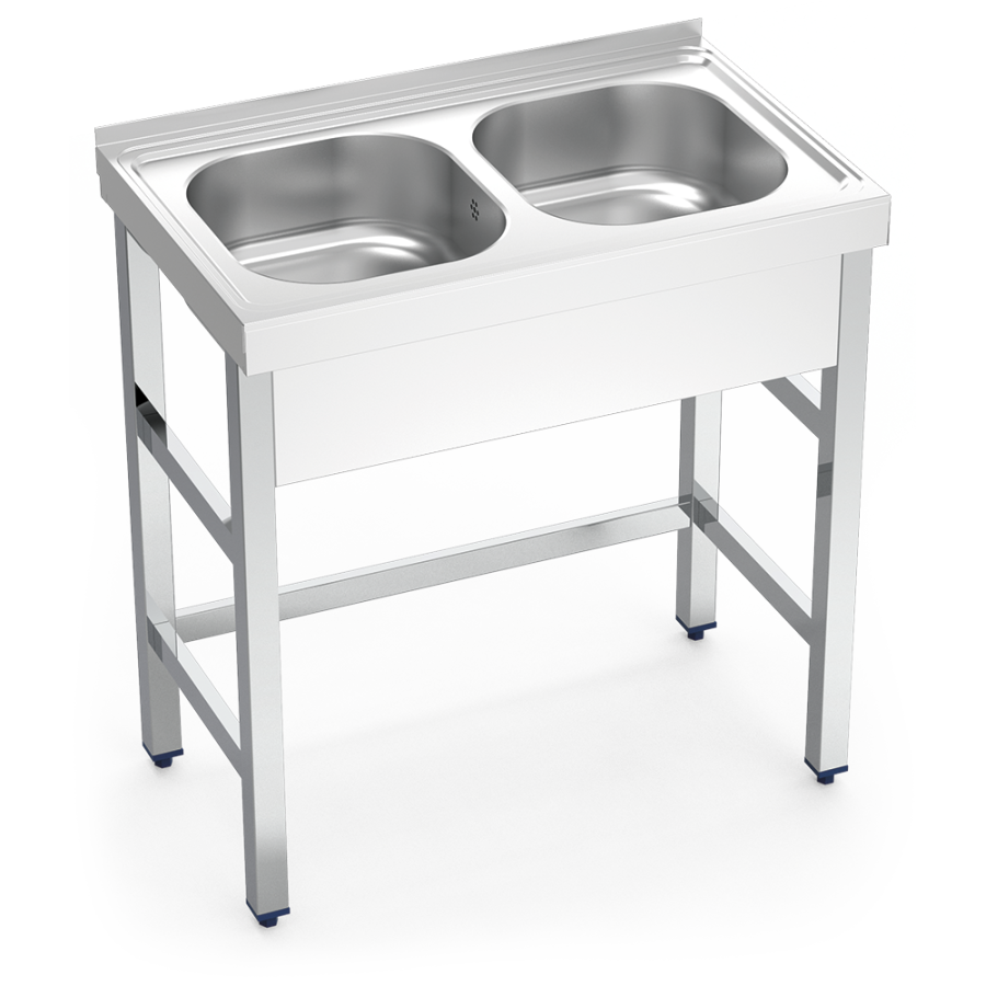 Fricosmos fregadero inox con soporte 2 cubetas 800x500x850 mm