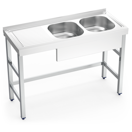 Fricosmos fregadero inox con soporte 2 cubetas y escurridor
