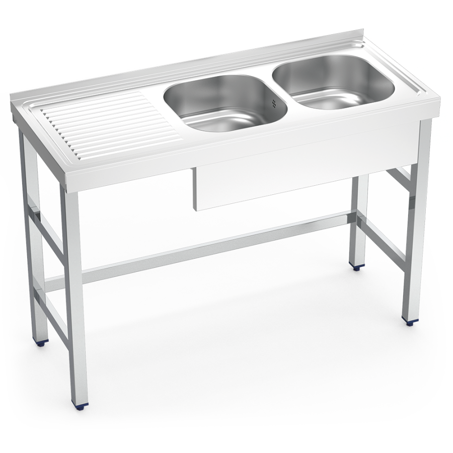 Fricosmos fregadero inox con soporte 2 cubetas y escurridor