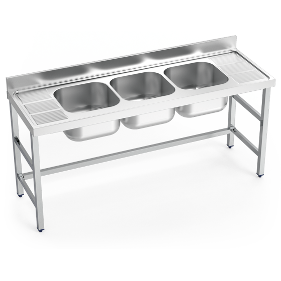 Fricosmos Fregadero Inox 3 Cubetas y 2 Escurridores