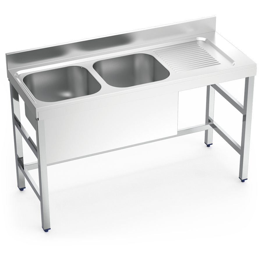 Fricosmos Fregadero Inox con Soporte, 2 Cubetas y Escurridor