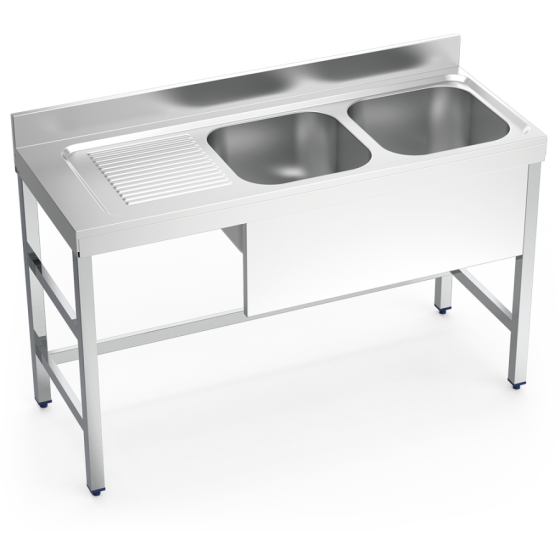 Fricosmos - Fregadero inox con soporte 2 cubetas y escurridor