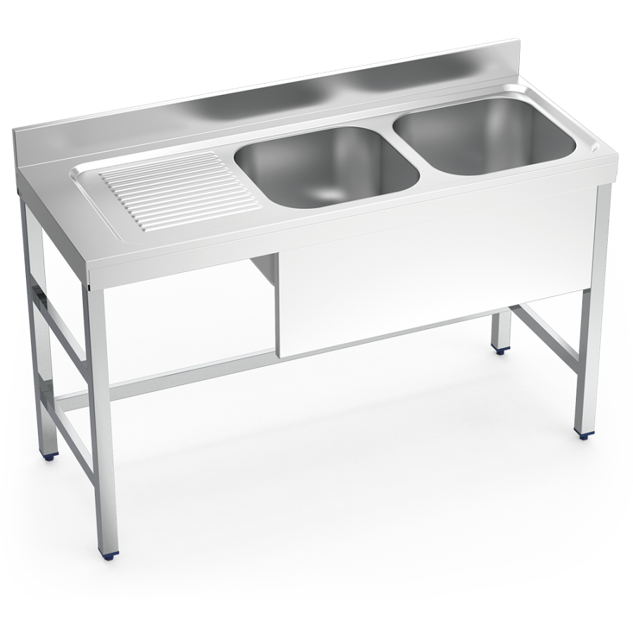 Fricosmos - Fregadero inox con soporte 2 cubetas y escurridor