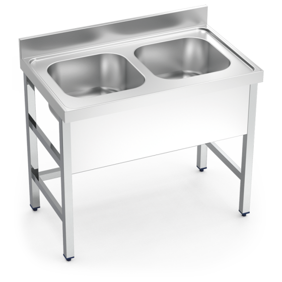 Fricosmos Fregadero inox con soporte 2 cubetas 1200x700x850