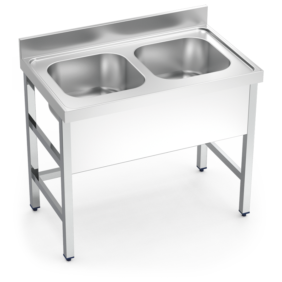 Fricosmos Fregadero inox con soporte 2 cubetas 1200x700x850