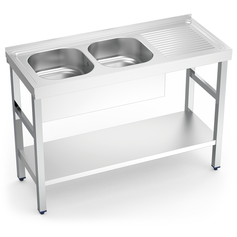 Fricosmos Fregadero Inox Serie 500 con 2 Cubetas y Escurridor