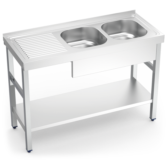Fricosmos - Fregadero inox 2 cubetas con escurridor izquierdo