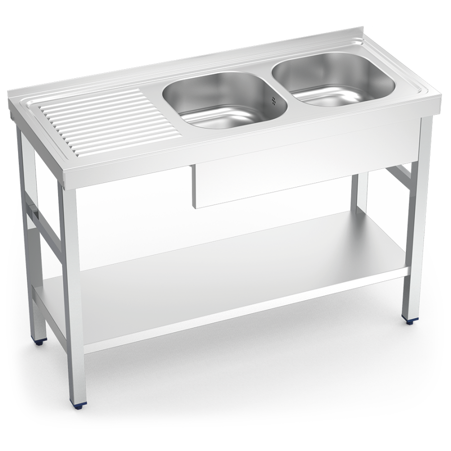 Fricosmos - Fregadero inox 2 cubetas con escurridor izquierdo