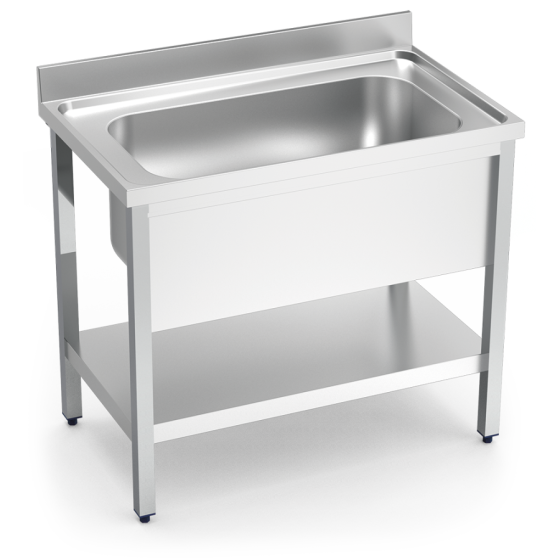 Fricosmos fregadero inox serie 600 con soporte y entrepaño