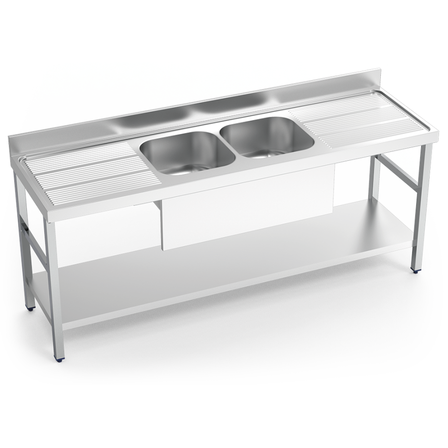 Fricosmos Fregadero Inox 2 Cubetas y 2 Escurridores
