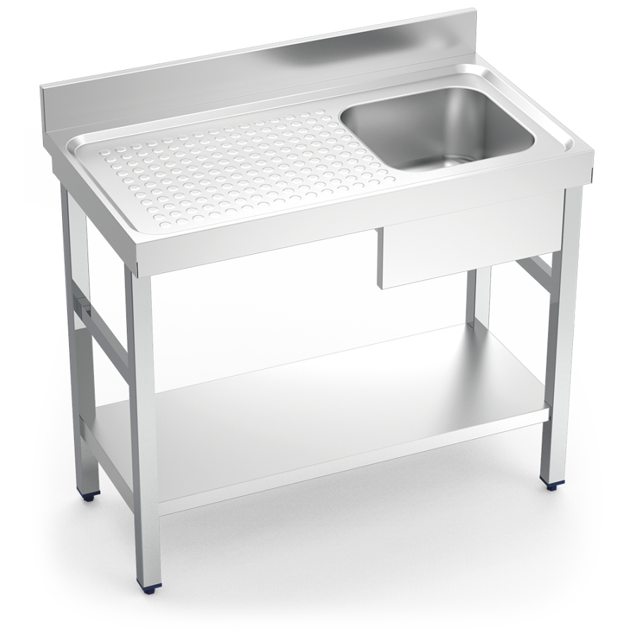 Fricosmos - Fregadero inox serie 550 con soporte y entrepaño