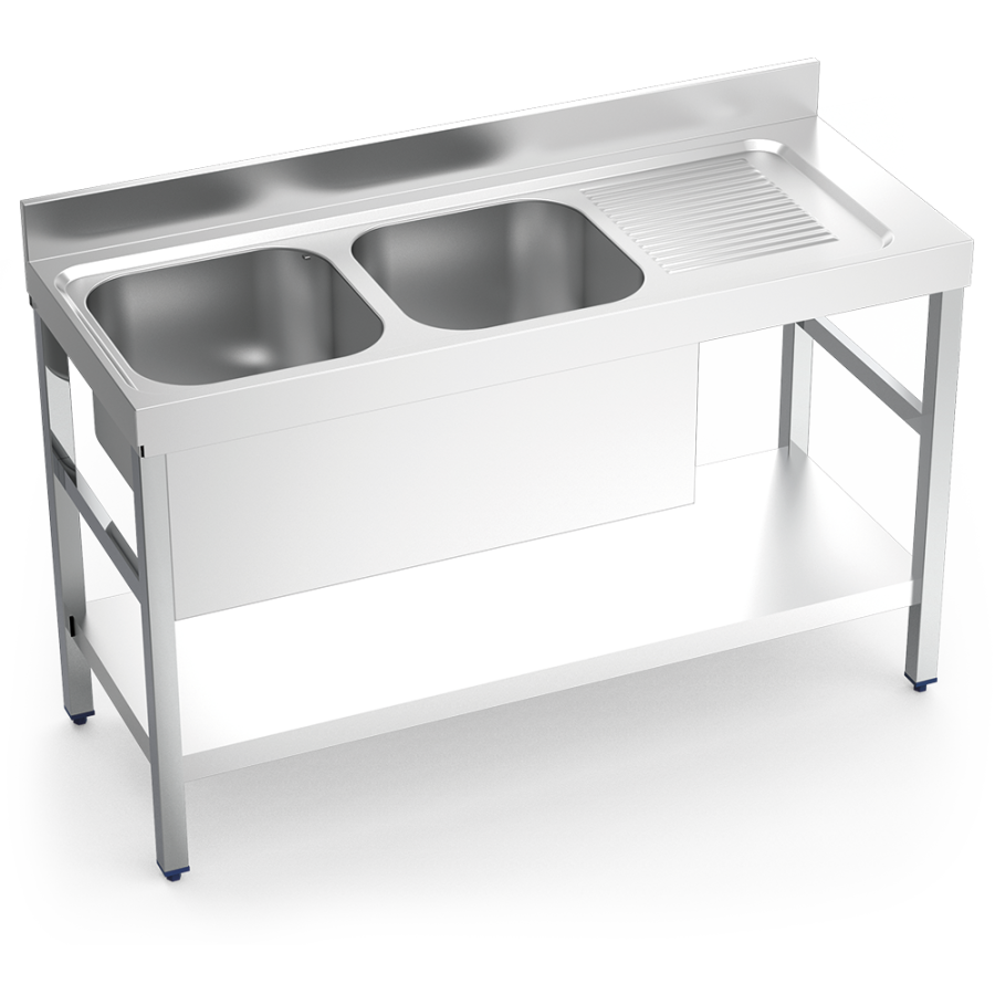 Fricosmos Fregadero Inox Serie 550 con 2 Cubetas y Escurridor