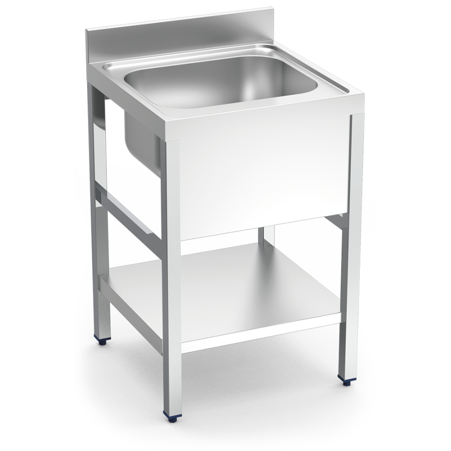 Fricosmos Fregadero inox serie 700 con soporte y entrepaño