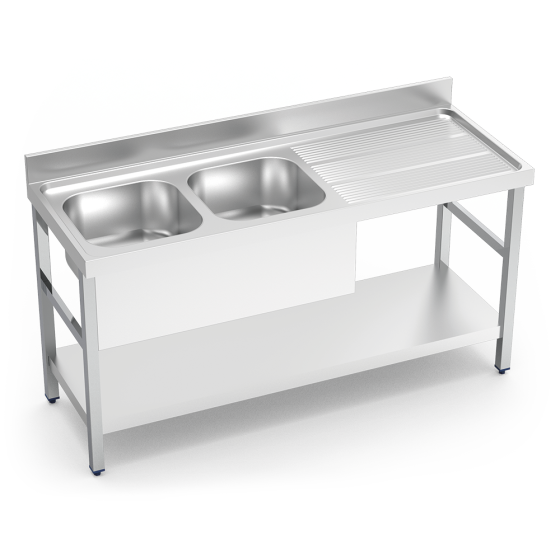 Fricosmos Fregadero Inox Serie 700 con 2 Cubetas y Entrepaño