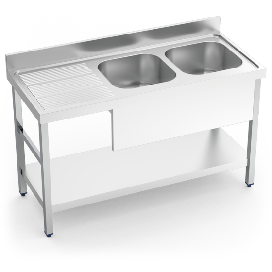 Fricosmos Fregadero Inox Serie 700 2 Cubetas con Entrepaño