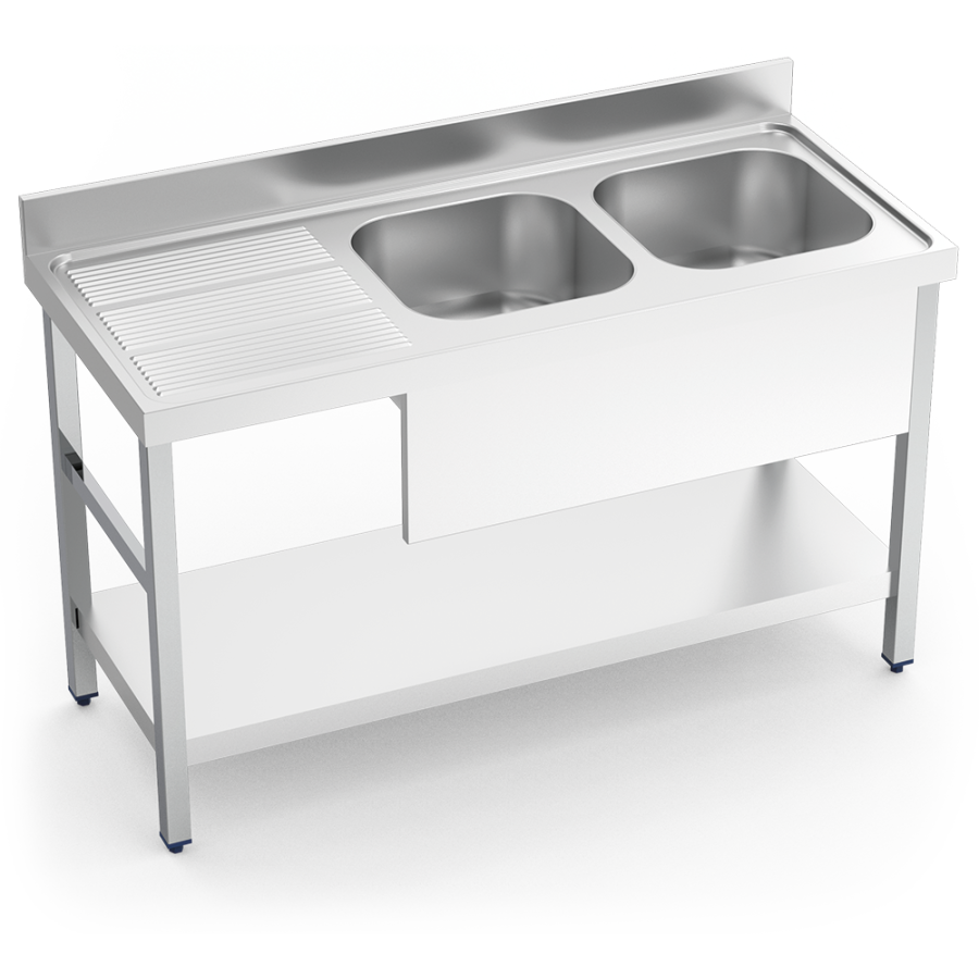 Fricosmos Fregadero Inox Serie 700 2 Cubetas con Entrepaño