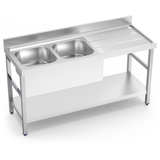 Fricosmos Fregadero Inox Serie 600 con 2 Cubetas y Escurridor