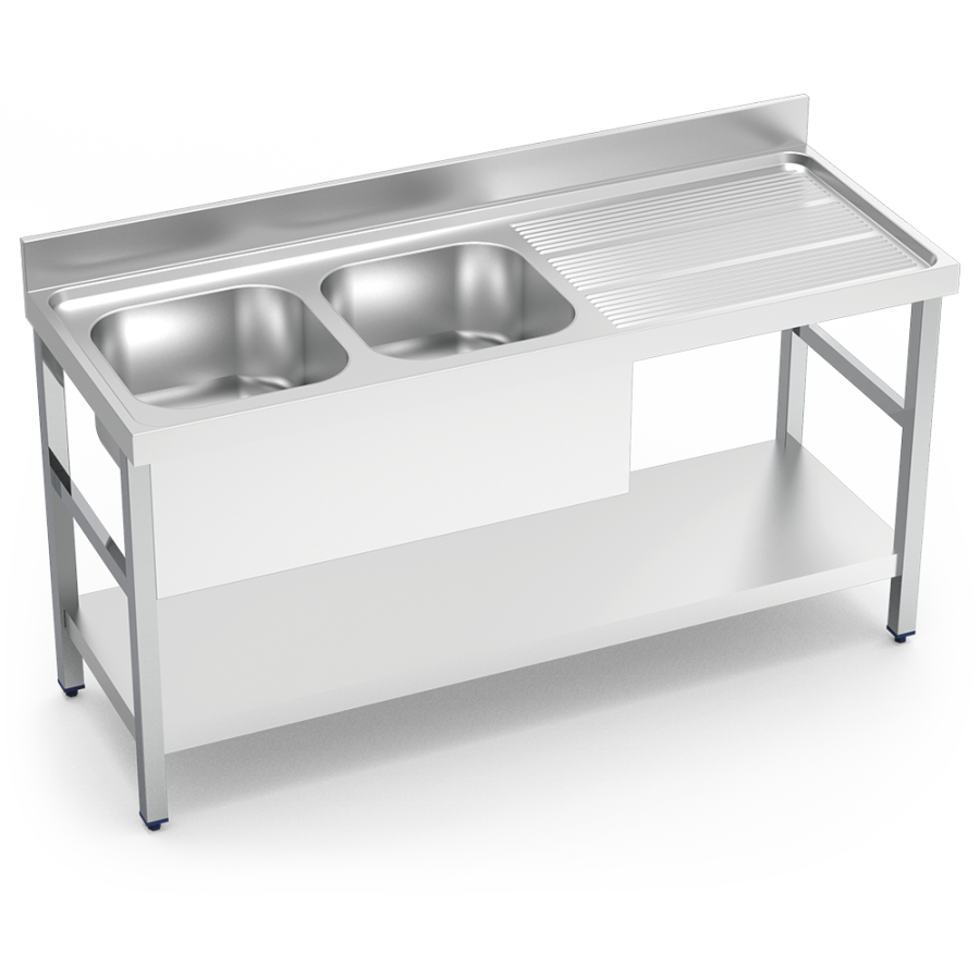Fricosmos Fregadero Inox Serie 600 con 2 Cubetas y Escurridor