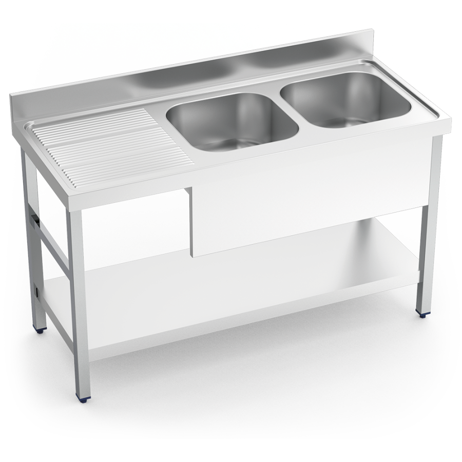 Fricosmos Fregadero Inox 2 Cubetas con Entrepaño y Escurridor
