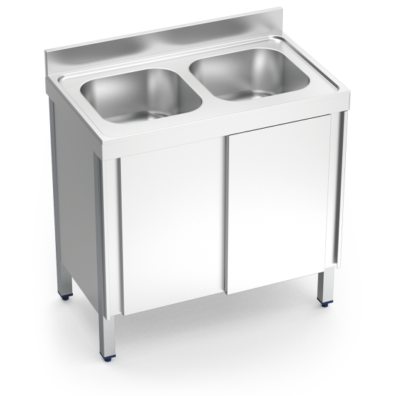 Fricosmos Fregadero Inox Serie 700 con 2 Cubetas y Puertas