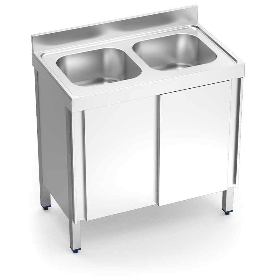 Fricosmos Fregadero Inox Serie 700 con 2 Cubetas y Puertas
