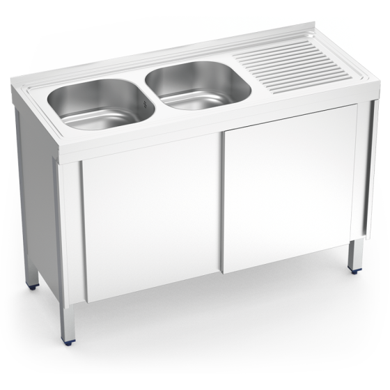 Fricosmos Fregadero Inox 2 Cubetas con Puertas Correderas