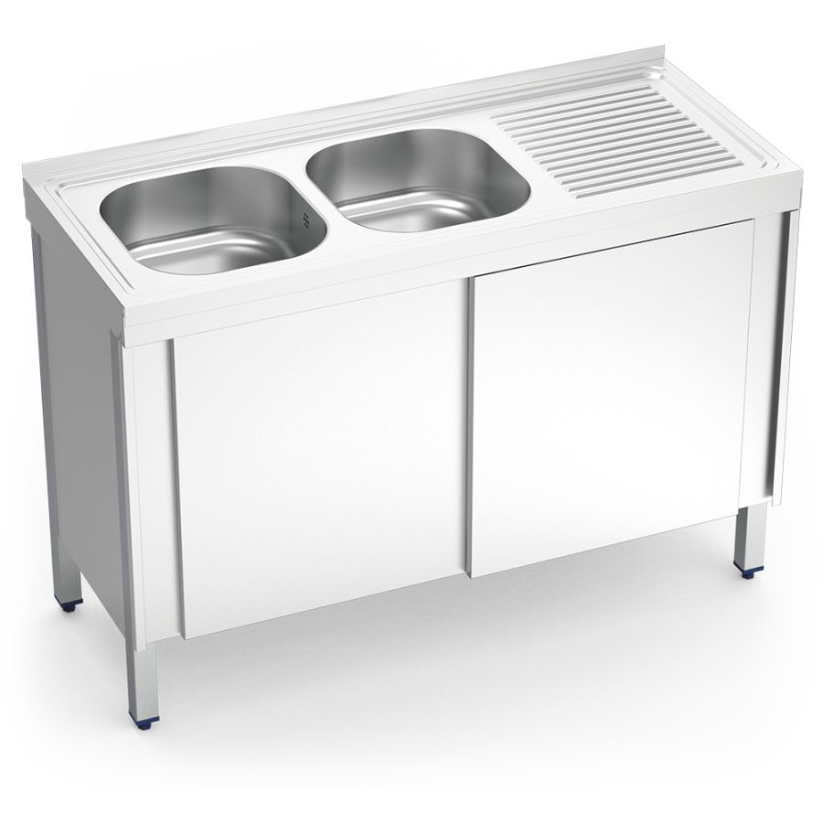Fricosmos Fregadero Inox 2 Cubetas con Puertas Correderas