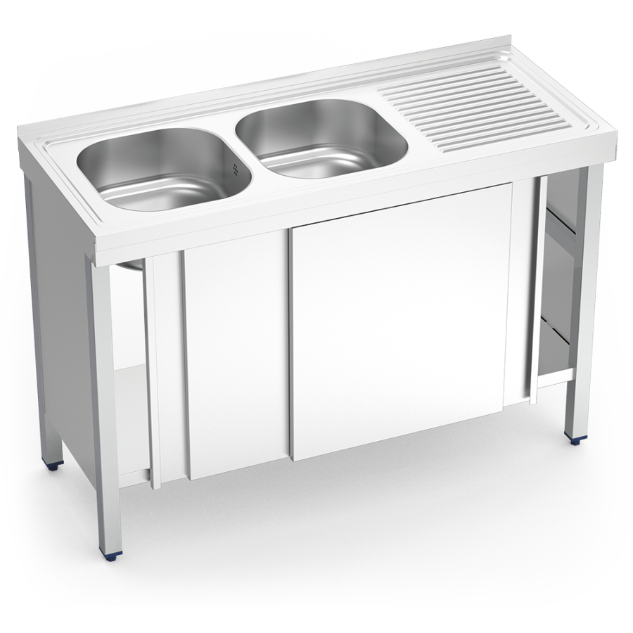 Fricosmos Fregadero Inox 2 Cubetas con Puertas Correderas