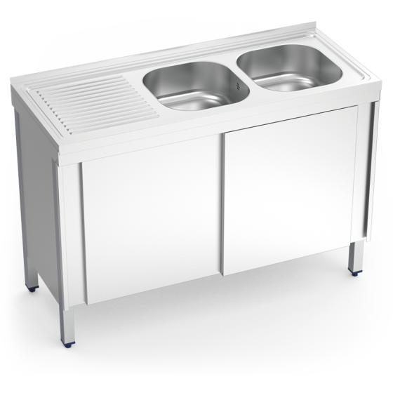 Fricosmos Fregadero Inox Serie 500 con 2 Cubetas y Escurridor