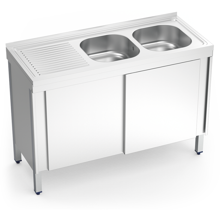 Fricosmos Fregadero Inox Serie 500 con 2 Cubetas y Escurridor